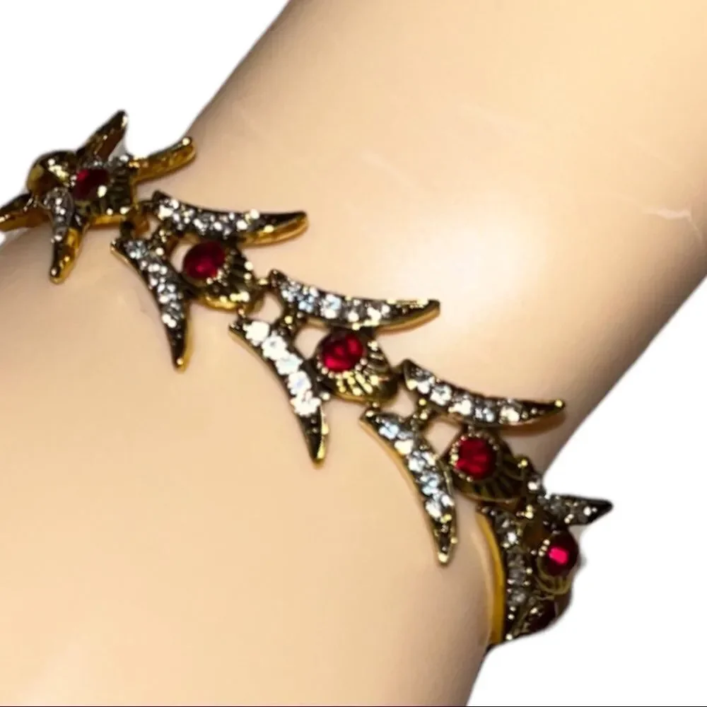 New! Faux diamonds and ruby gold bracelet!